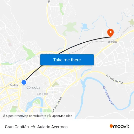 Gran Capitán to Aulario Averroes map