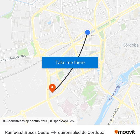 Renfe-Est.Buses Oeste to quirónsalud de Córdoba map