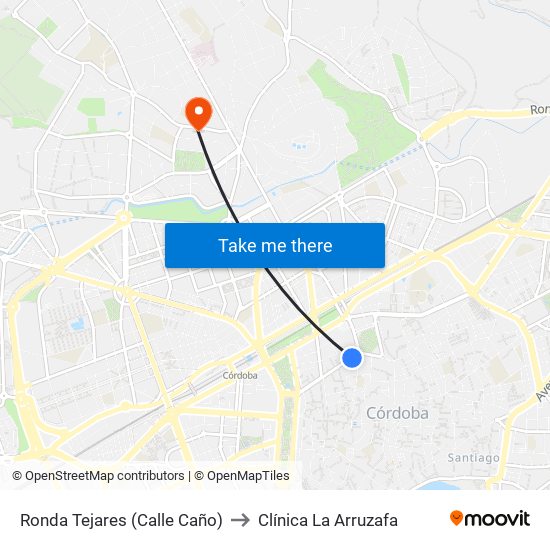 Ronda Tejares (Calle Caño) to Clínica La Arruzafa map