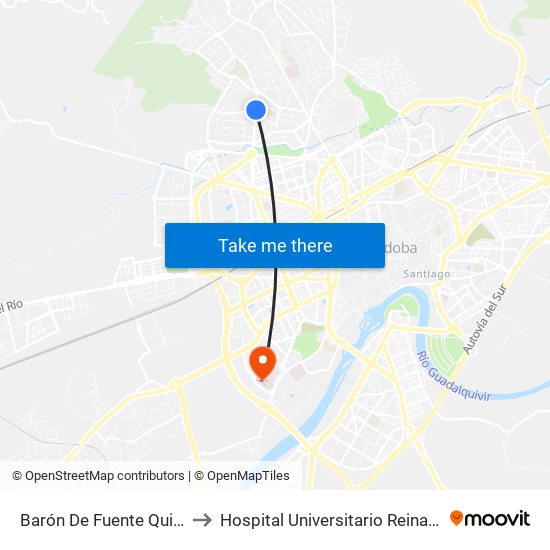 Barón De Fuente Quintos to Hospital Universitario Reina Sofía map