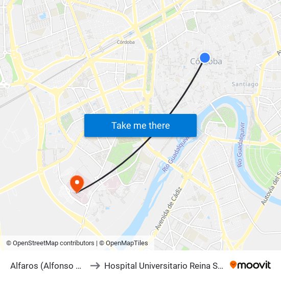 Alfaros (Alfonso Xiii) to Hospital Universitario Reina Sofía map