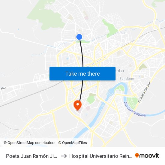 Poeta Juan Ramón Jiménez to Hospital Universitario Reina Sofía map