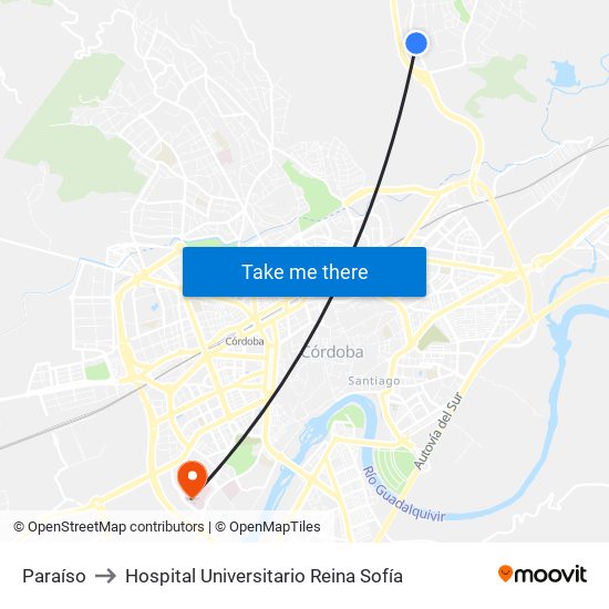 Paraíso to Hospital Universitario Reina Sofía map