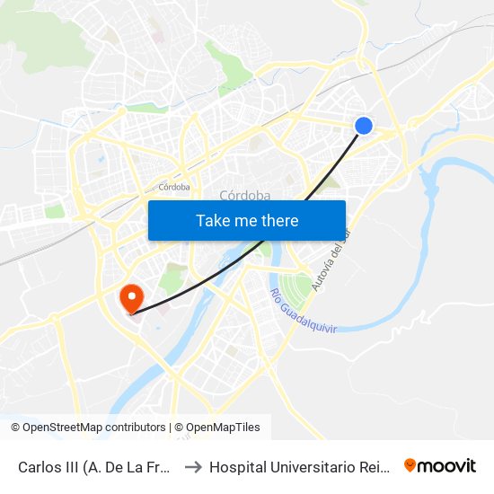 Carlos III (A. De La Frontera) to Hospital Universitario Reina Sofía map