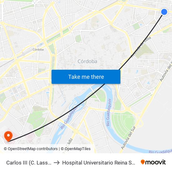 Carlos III (C. Lasso) to Hospital Universitario Reina Sofía map