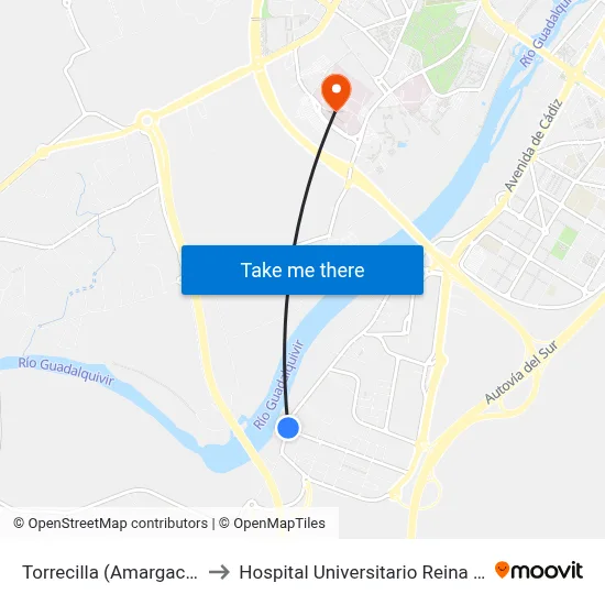Torrecilla (Amargacena) to Hospital Universitario Reina Sofía map