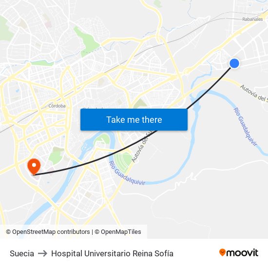 Suecia to Hospital Universitario Reina Sofía map