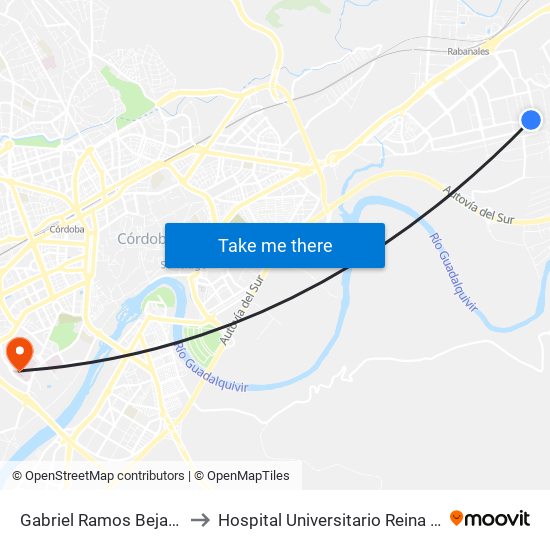 Gabriel Ramos Bejarano to Hospital Universitario Reina Sofía map