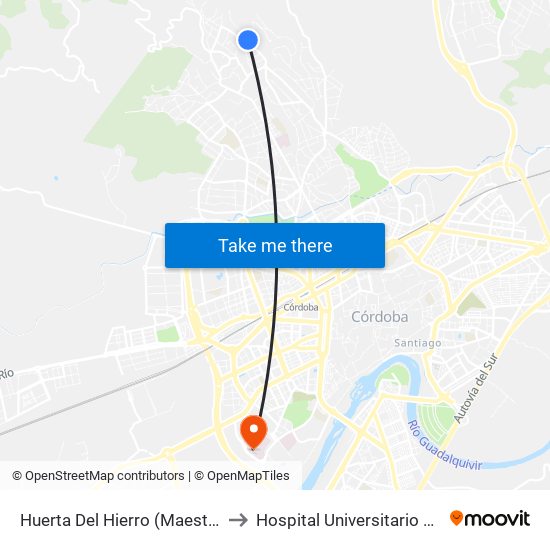Huerta Del Hierro (Maestre Escuela) to Hospital Universitario Reina Sofía map