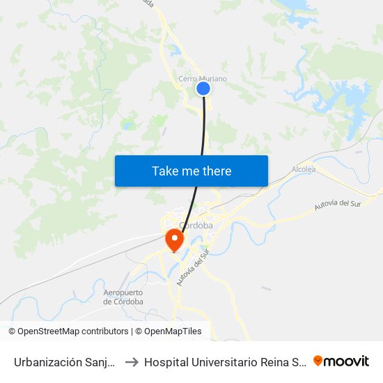 Urbanización Sanjurjo to Hospital Universitario Reina Sofía map
