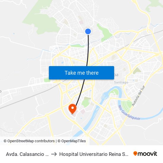 Avda. Calasancio 1ª to Hospital Universitario Reina Sofía map