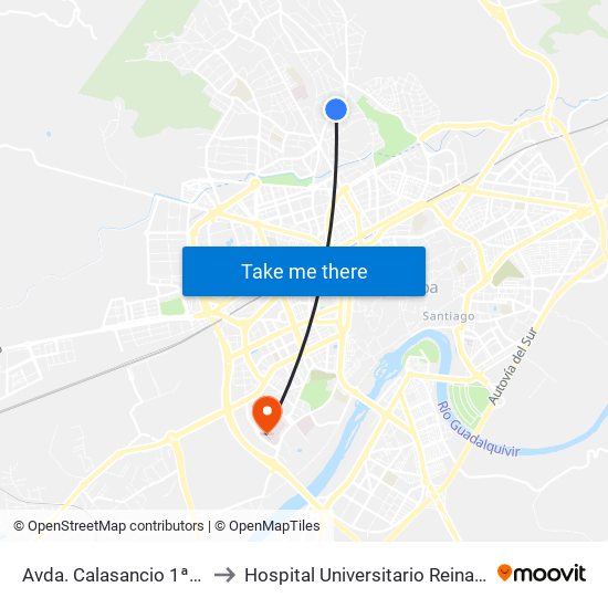 Avda. Calasancio 1ª. D.C. to Hospital Universitario Reina Sofía map