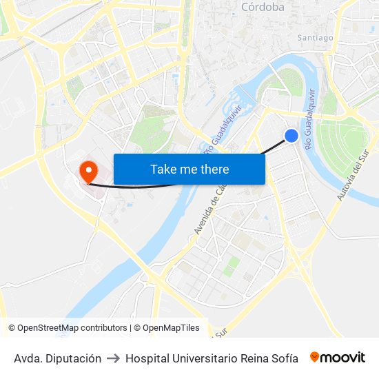 Avda. Diputación to Hospital Universitario Reina Sofía map