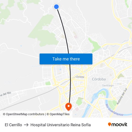 El Cerrillo to Hospital Universitario Reina Sofía map