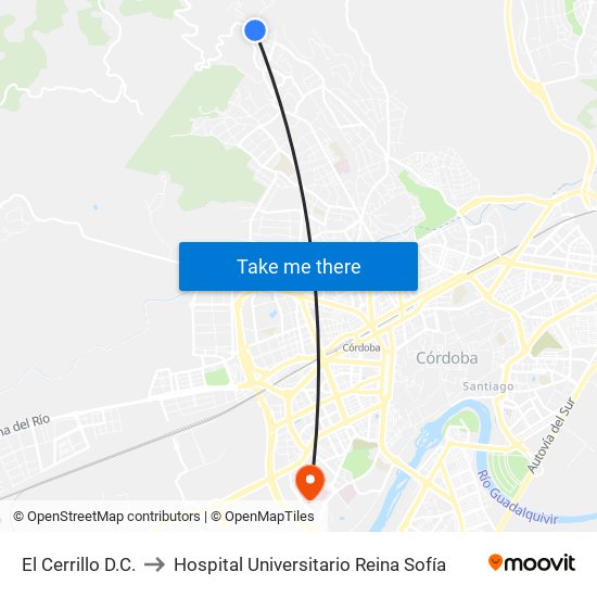 El Cerrillo D.C. to Hospital Universitario Reina Sofía map