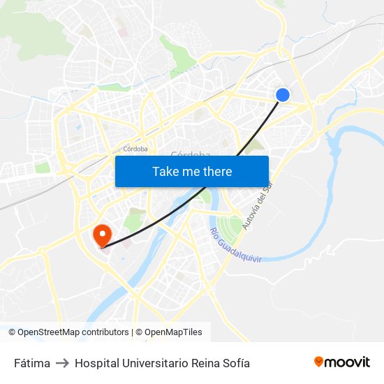 Fátima to Hospital Universitario Reina Sofía map