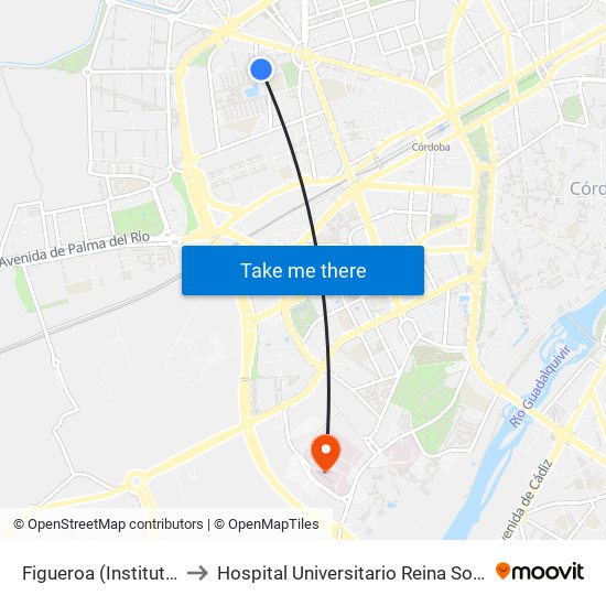 Figueroa (Instituto) to Hospital Universitario Reina Sofía map