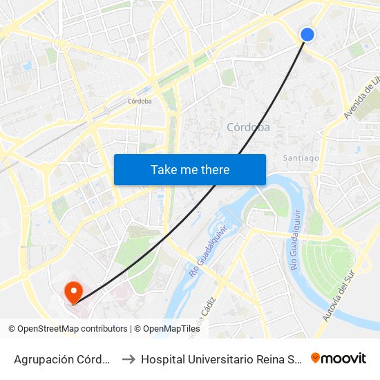 Agrupación Córdoba to Hospital Universitario Reina Sofía map