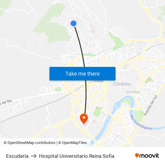 Escudería to Hospital Universitario Reina Sofía map