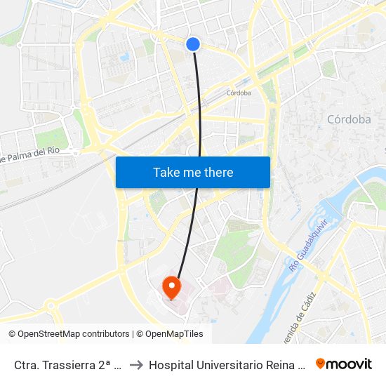 Ctra. Trassierra 2ª D.C. to Hospital Universitario Reina Sofía map