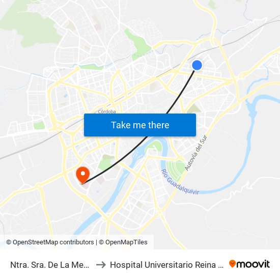 Ntra. Sra. De La Merced to Hospital Universitario Reina Sofía map