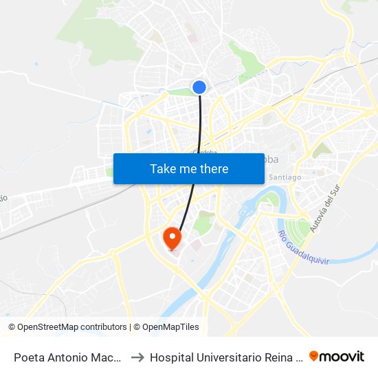 Poeta Antonio Machado to Hospital Universitario Reina Sofía map