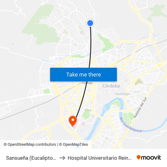 Sansueña (Eucalipto) D.C. to Hospital Universitario Reina Sofía map
