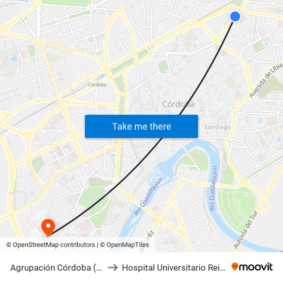 Agrupación Córdoba (Iglesia) to Hospital Universitario Reina Sofía map