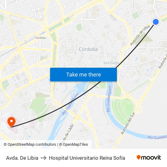 Avda. De Libia to Hospital Universitario Reina Sofía map