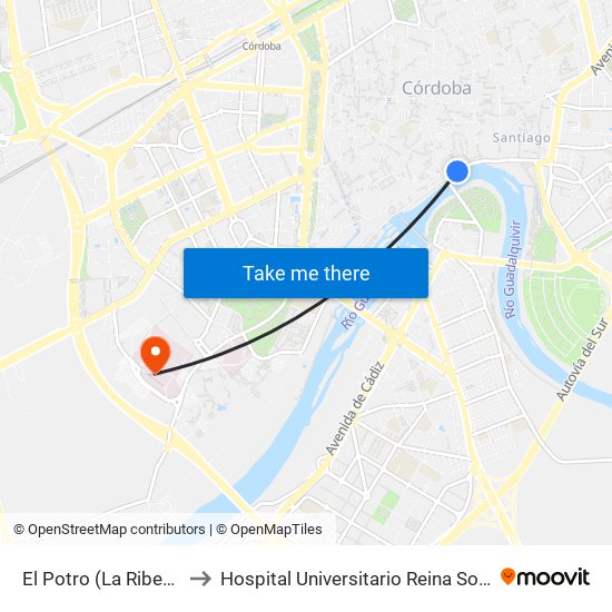 El Potro (La Ribera) to Hospital Universitario Reina Sofía map