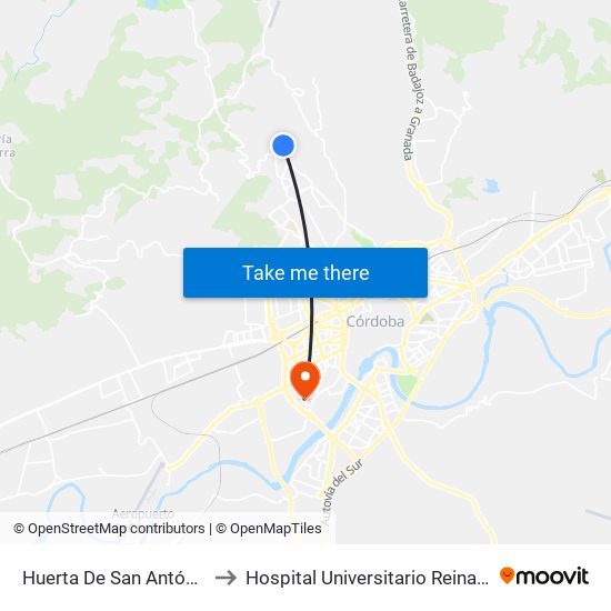 Huerta De San Antón D.C. to Hospital Universitario Reina Sofía map