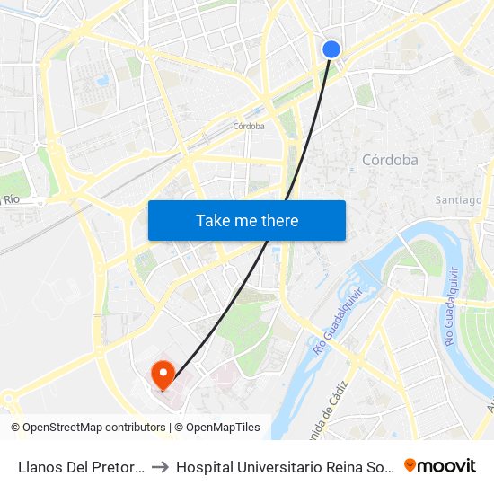 Llanos Del Pretorio to Hospital Universitario Reina Sofía map