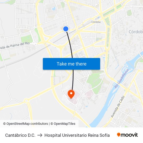 Cantábrico D.C. to Hospital Universitario Reina Sofía map