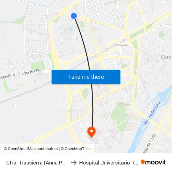 Ctra. Trassierra (Anna Pavlova) D.C to Hospital Universitario Reina Sofía map