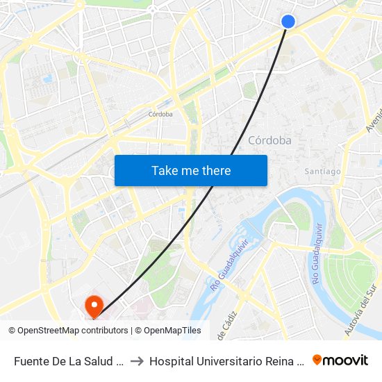 Fuente De La Salud D.C. to Hospital Universitario Reina Sofía map