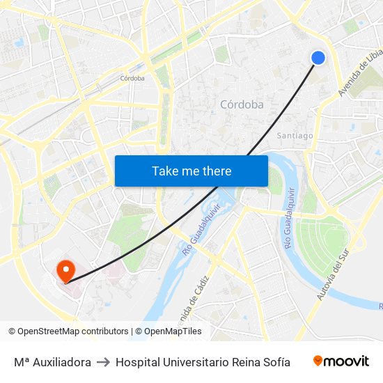 Mª Auxiliadora to Hospital Universitario Reina Sofía map