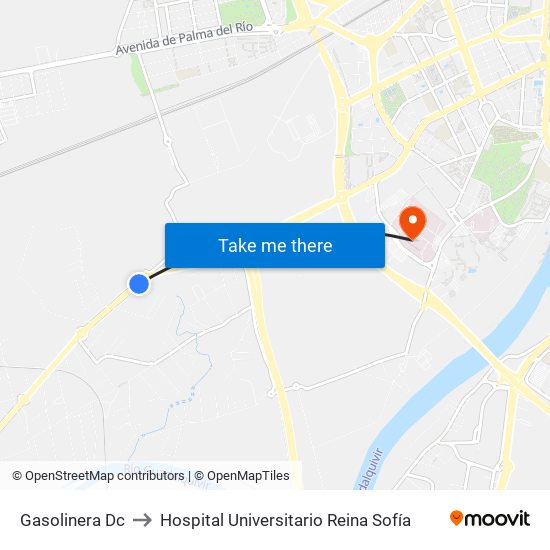 Gasolinera Dc to Hospital Universitario Reina Sofía map