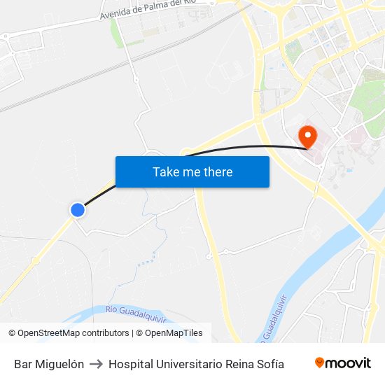 Bar Miguelón to Hospital Universitario Reina Sofía map