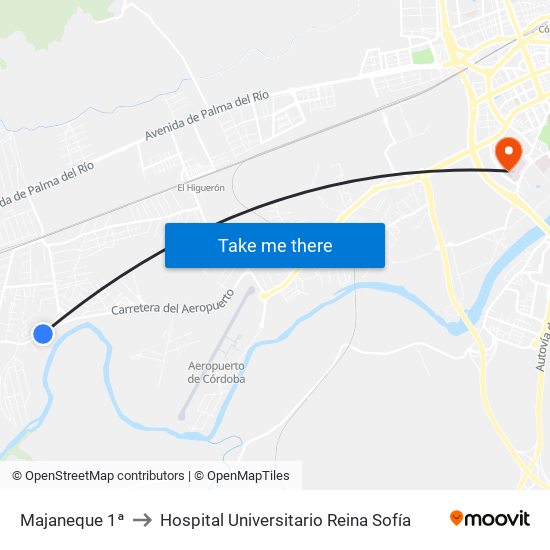 Majaneque 1ª to Hospital Universitario Reina Sofía map