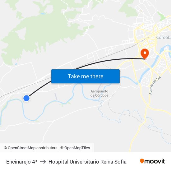 Encinarejo 4ª to Hospital Universitario Reina Sofía map