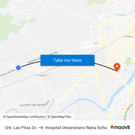 Urb. Las Pitas Dc to Hospital Universitario Reina Sofía map