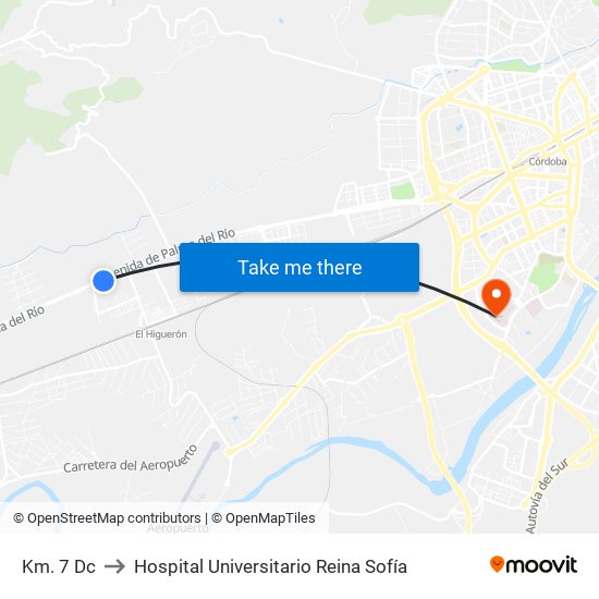 Km. 7 Dc to Hospital Universitario Reina Sofía map