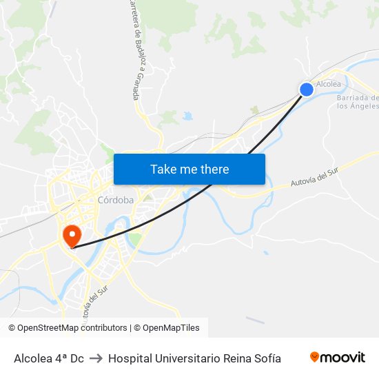 Alcolea 4ª Dc to Hospital Universitario Reina Sofía map