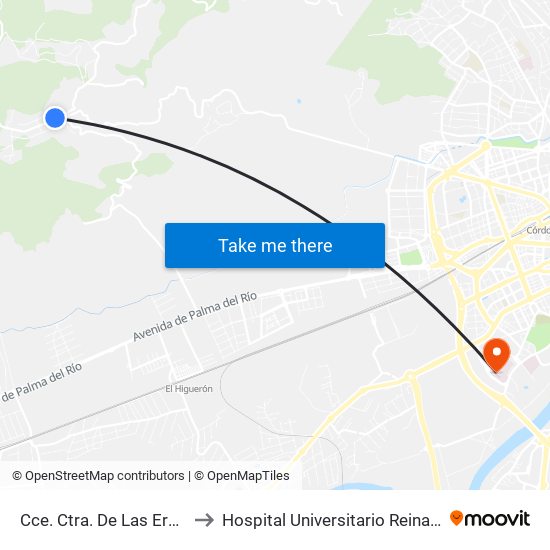 Cce. Ctra. De Las Ermitas to Hospital Universitario Reina Sofía map
