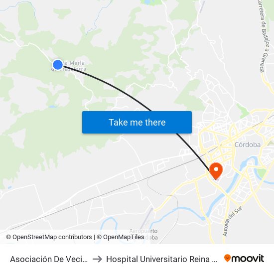 Asociación De Vecinos to Hospital Universitario Reina Sofía map