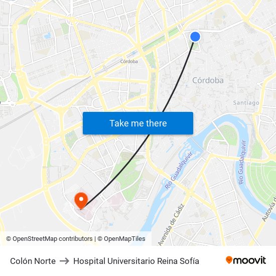 Colón Norte to Hospital Universitario Reina Sofía map