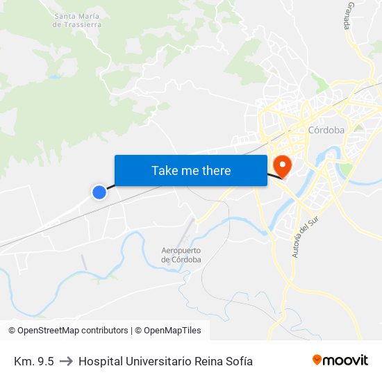 Km. 9.5 to Hospital Universitario Reina Sofía map