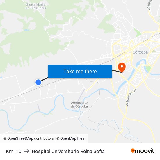 Km. 10 to Hospital Universitario Reina Sofía map