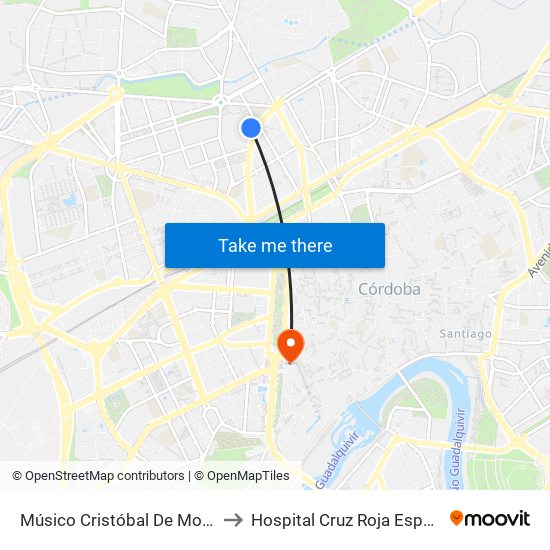 Músico Cristóbal De Morales to Hospital Cruz Roja Española map