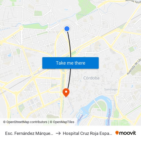 Esc. Fernández Márquez 1ª to Hospital Cruz Roja Española map